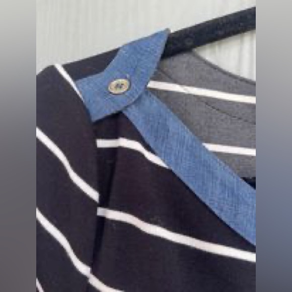 6.TOMMY HILFIGER WOMEN’S 3/4 Sleeve  Shirt Dress, Black and White striped Size:M - Picture 6 of 10